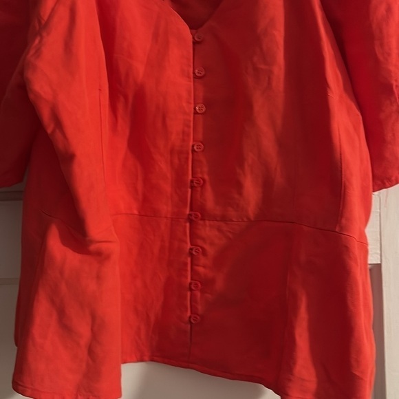 Something Navy Red Button Up Linen Blouse - Picture 3 of 6